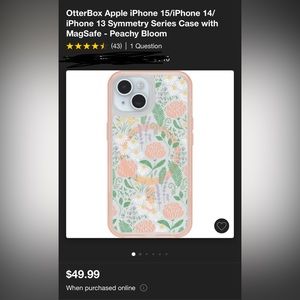 iPhone 13/14/15 Otterbox Symmetry Case in Peachy Bloom